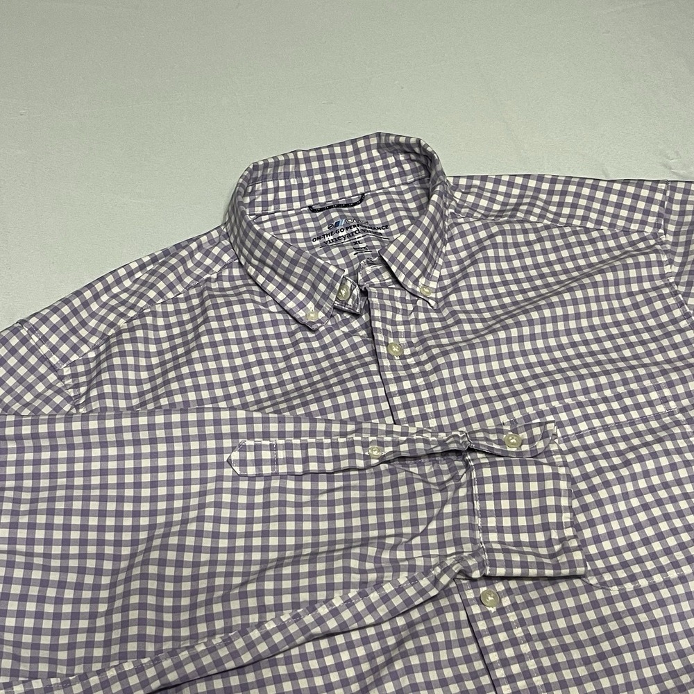Vineyard‎ Vines OTG Shirt Mens XL Purple Gingham Whale Button Down Performance
